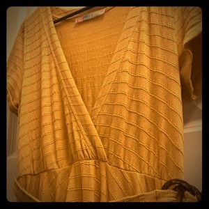 Free People Mustard belted waist sundress